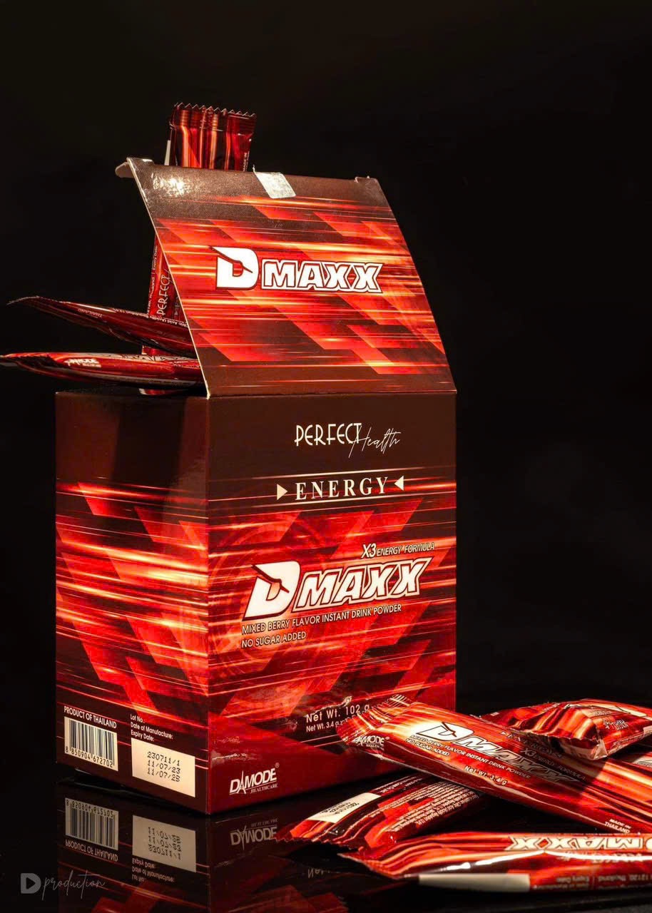 DMAXX thức uống bổ sung vitamin năng lượng không đường DAMODE 7 gói dùng thử màu đỏ