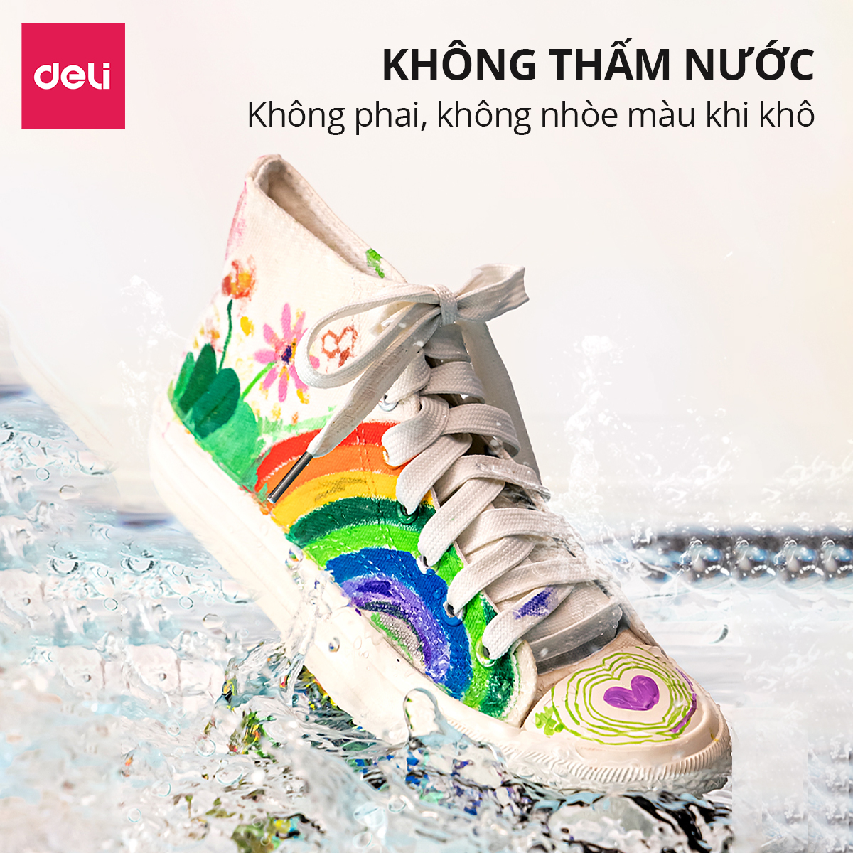 Bút Màu Acrylic Marker Túi Vải Cao Cấp Deli - Bút Sơn Màu Acrylic Tô Vẽ Trên Mọi Chất Liệu Không Thấm Nước - Đi Nét DIY