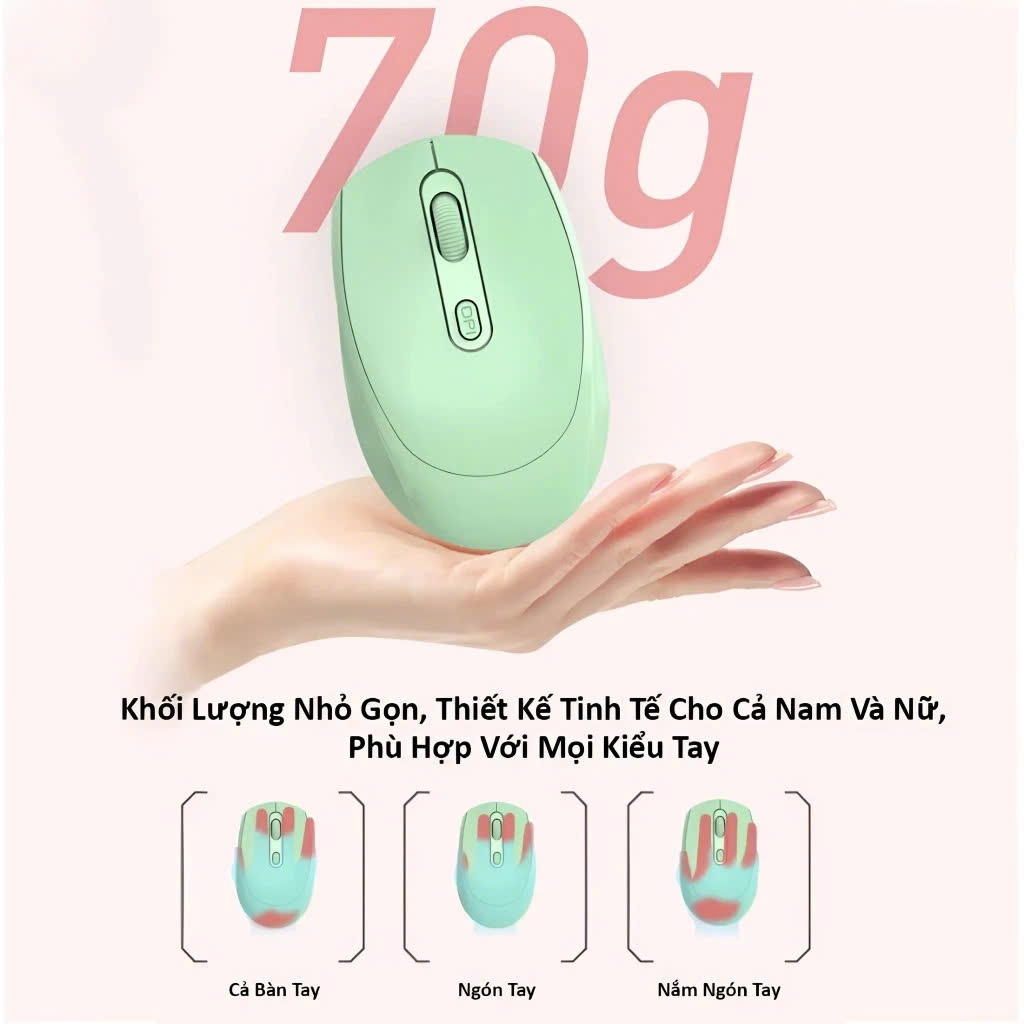 Chuột không dây wireless 2.4Ghz sạc pin, chồng ồn, DIP1600 chuyên dùng cho máy tính, laptop, tivi MÀU ĐEN - Hàng Nhập Khẩu