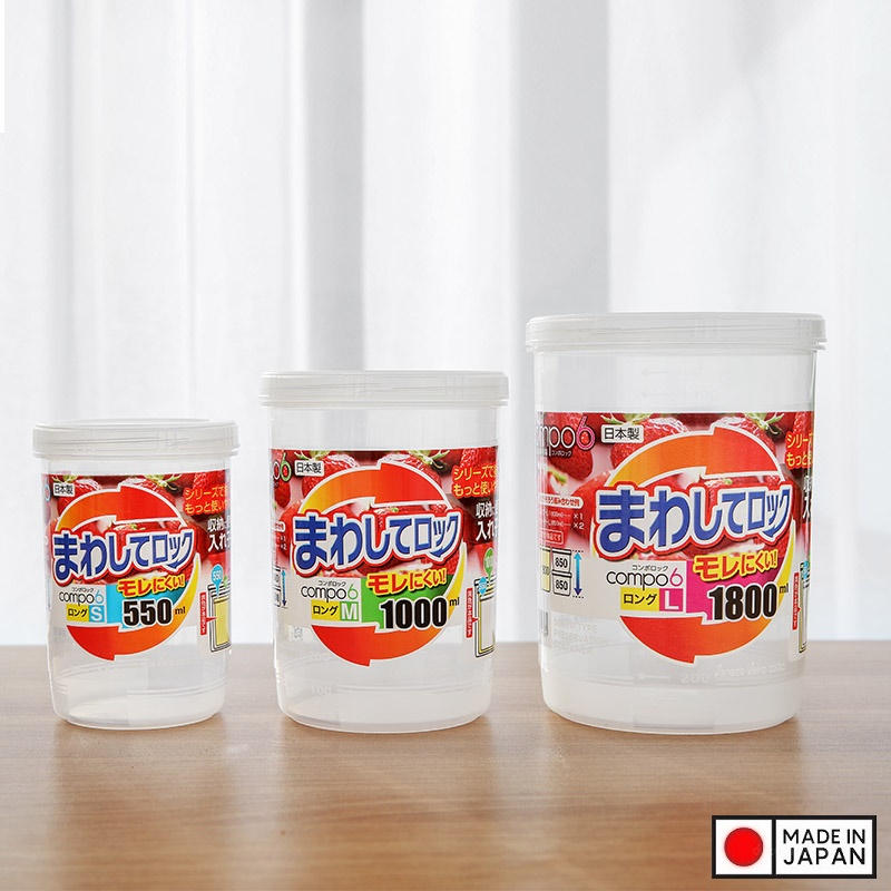 Hộp nhựa đựng thực phẩm nắp vặn dáng tròn Sanada 1000ml & 1800ml