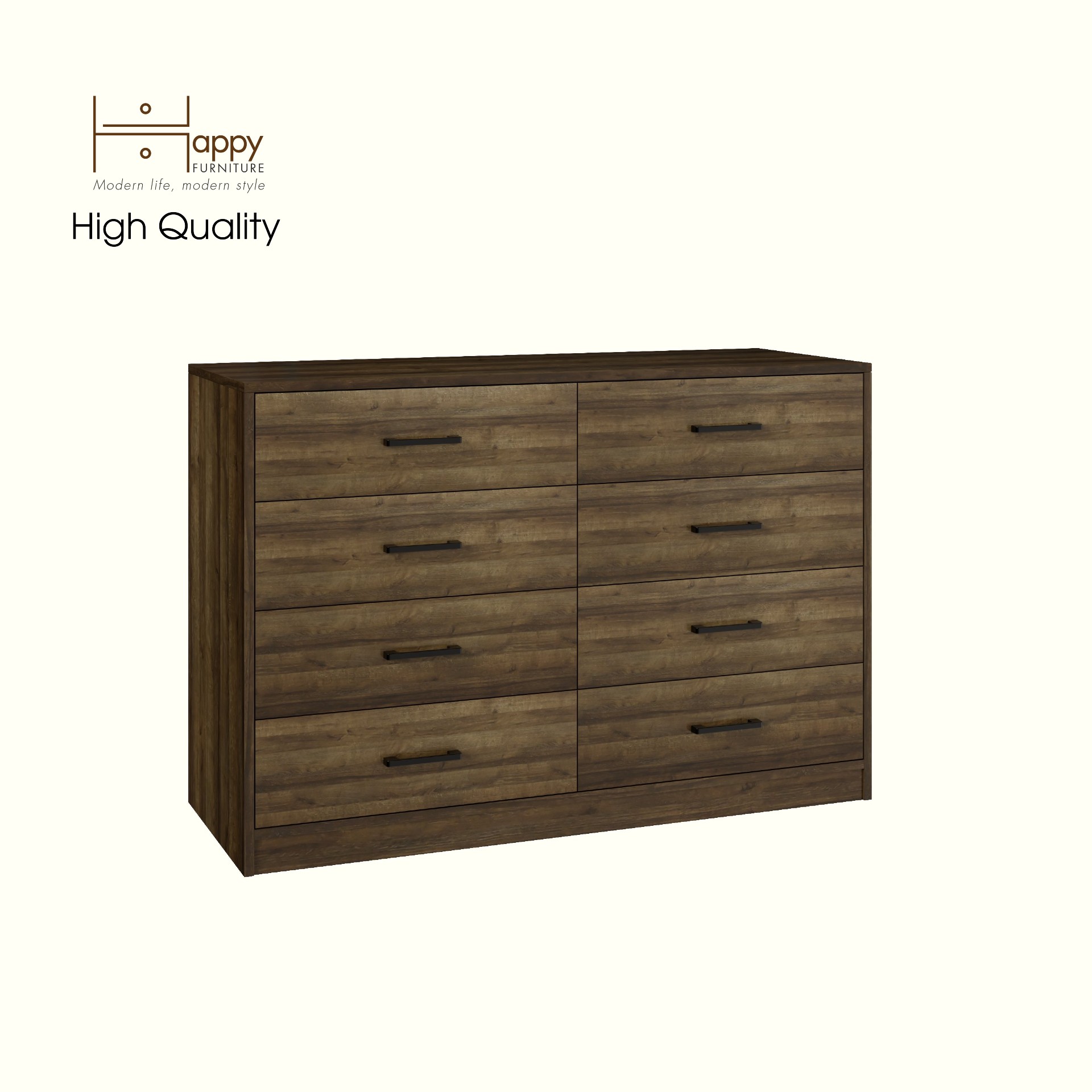 HAPPY FURNITURE , HEINEE - Tủ lưu trữ 8 ngăn kéo, THK_235 , 120cm x 45cm x 82cm DxRxC, sản phẩm phổ thông
