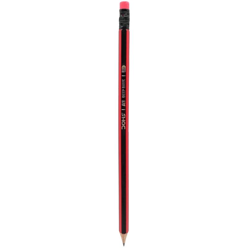 Hộp 12 Bút Chì Gỗ RT A1 Deep Dark + Gôm + Chuốt - DOMS 3414