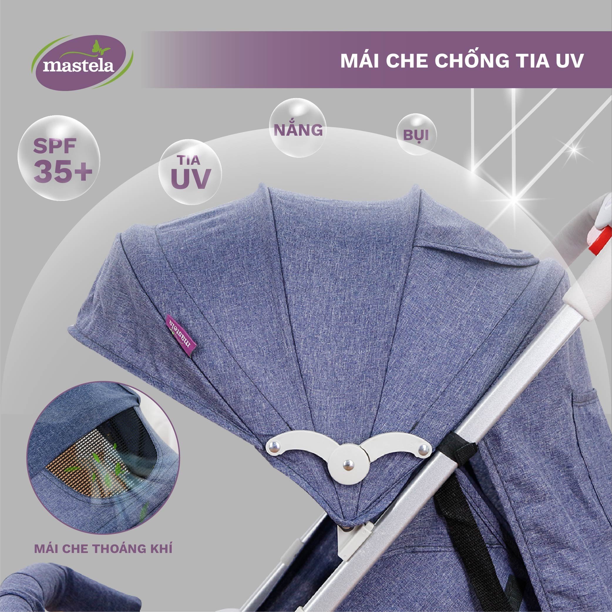 Xe đẩy du lịch Mastela A2 - Khung Aluminum cao cấp siêu nhẹ, dễ dàng gấp gọn
