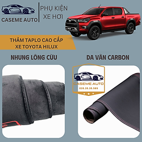 [TOYOTA HILUX] Thảm Taplo 3 Lớp Dành Cho Xe TOYOTA HILUX, Nhung Lông Cừu Và Da Vân Carbon Cao Cấp - Hàng Chính Hãng