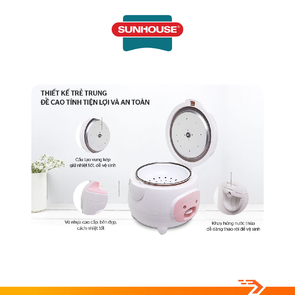 Nồi Cơm Điện Sunhouse 1.8 lít SHD8607W - Hàng Chính Hãng