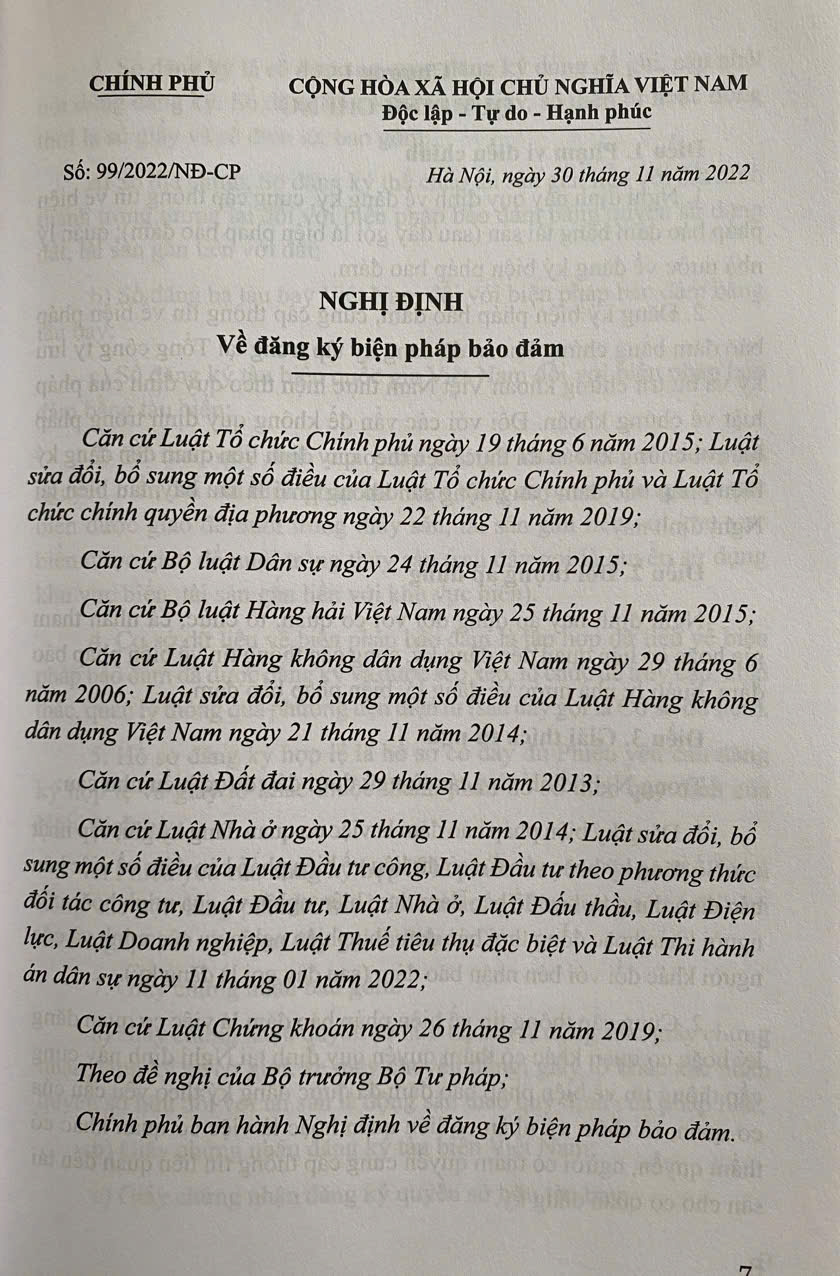 Nghị Định Về Đăng Ký Biện Pháp Bảo Đảm