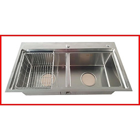 {CHÍNH HÃNG} Chậu rửa 2 hố cân phụ kiện đi kèm chât liệu Inox 304 cao cấp mã GC.AB8245 thương hiệu GERARI