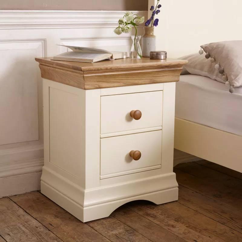 Tủ Đầu Giường 2 Ngăn Kéo Country Cottage Gỗ Sồi Ibie BSK2COUO - Trắng (50 x 40 cm)