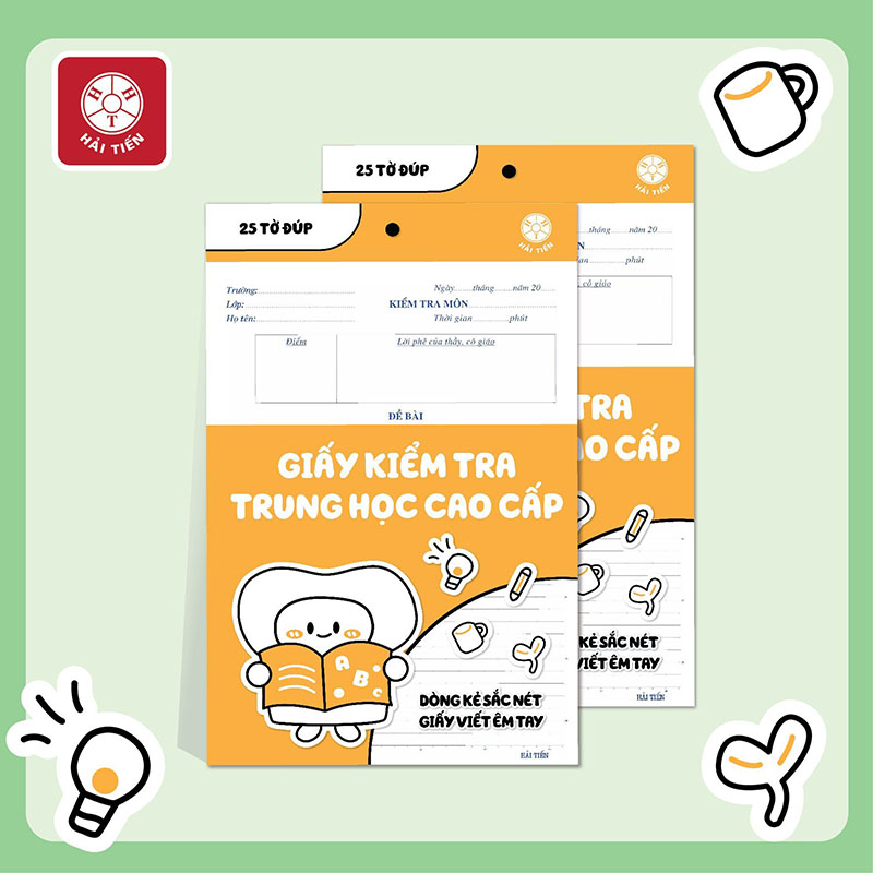 Giấy kiểm tra dòng kẻ ngang Hải Tiến 2029 dùng cho học sinh cấp 2, 3 (25 tờ đúp)