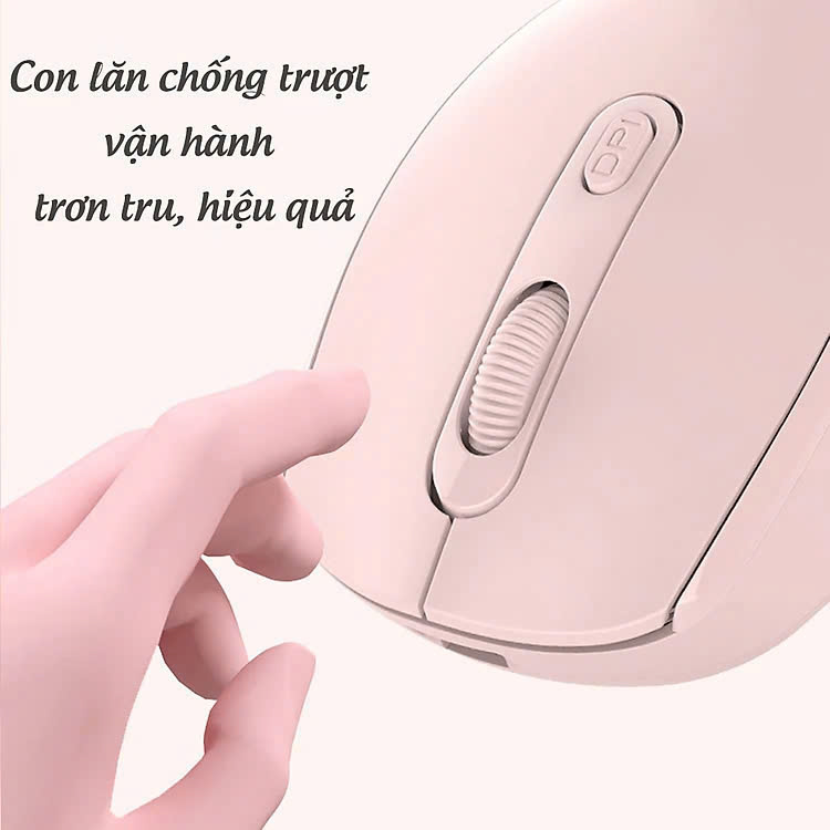 Chuột không dây wireless 2.4Ghz sạc pin, chồng ồn, DIP1600 chuyên dùng cho máy tính, laptop, tivi MÀU ĐEN - Hàng Nhập Khẩu