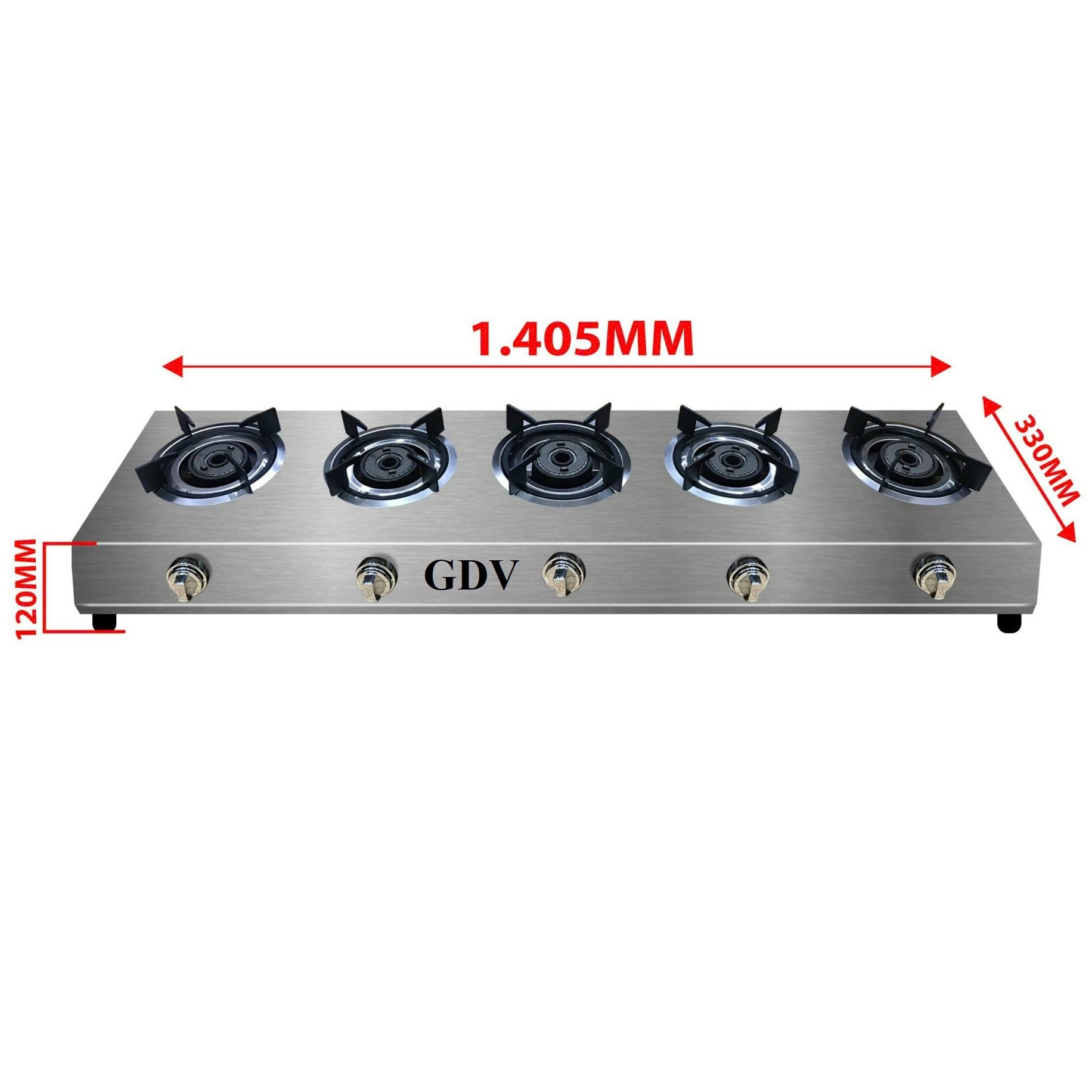 Bếp Gas Khè Bán Công Nghiệp Inox GDV 5 Lò Đốt Chuyên Mỳ Cay, Bánh Xèo - Hàng Chính Hãng