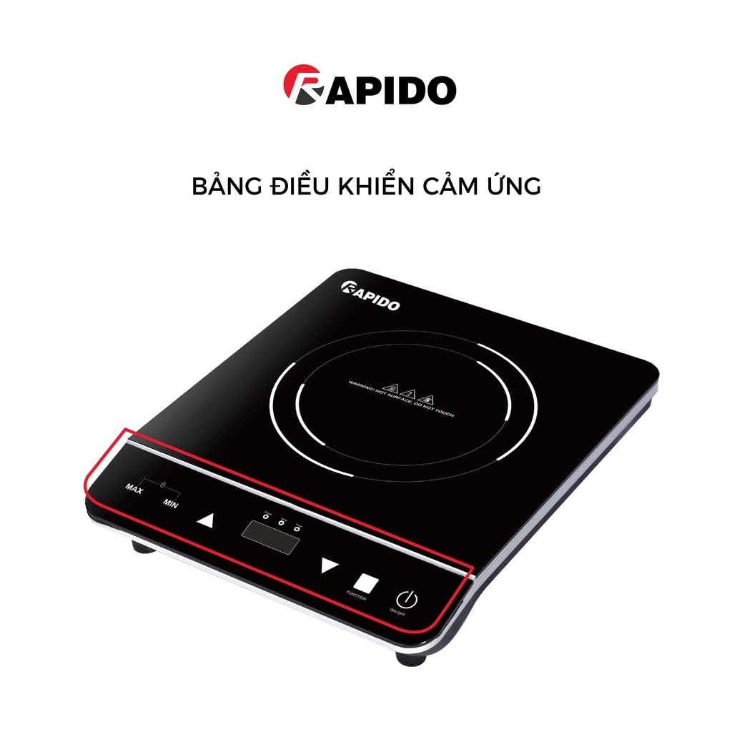 Bếp từ đơn Rapido công suất 2000W, điều khiển cảm ứng, tự động ngắt an toàn - Hàng chính hãng