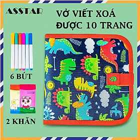 Vở Vẽ Xóa Được, Vở Tự Xóa, Sách Viết Xóa Được 10 Trang Tặng Kèm 6 Bút - Hàng Chính Hãng