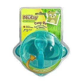 [ 5487-Nuby ] Bộ bát kèm thìa ăn dặm Easy Go, có đế hút chân không