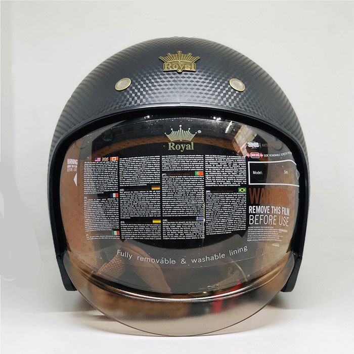 Nón bảo hiểm 3/4 ROYAL M139 có kính âm VÂN CARBON