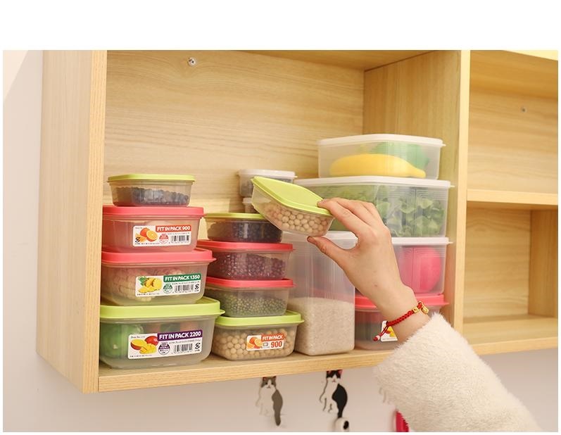 Set 02 Hộp nhựa cao cấp bảo quản thực phẩm Nakaya hình tròn, có nắp mềm 1300ml - Nội địa Nhật Bản