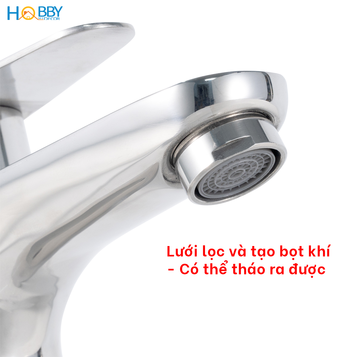 Vòi chậu rửa mặt lavabo nóng lạnh inox 304 bóng Hobby home decor VRM9