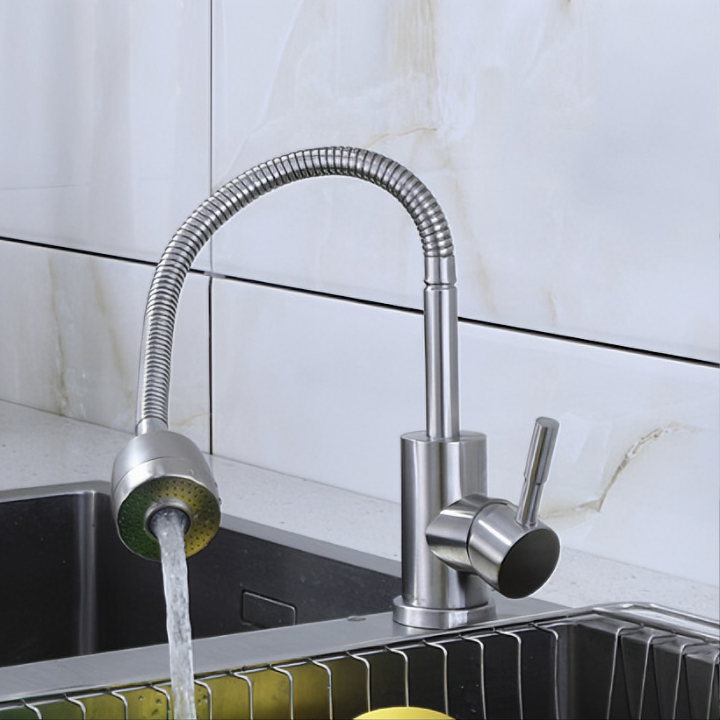 Vòi rửa chén nóng lạnh KG95 cao cấp cần lò xo bẻ xoay 360 dễ sử dụng inox304 - Hàng chính hãng