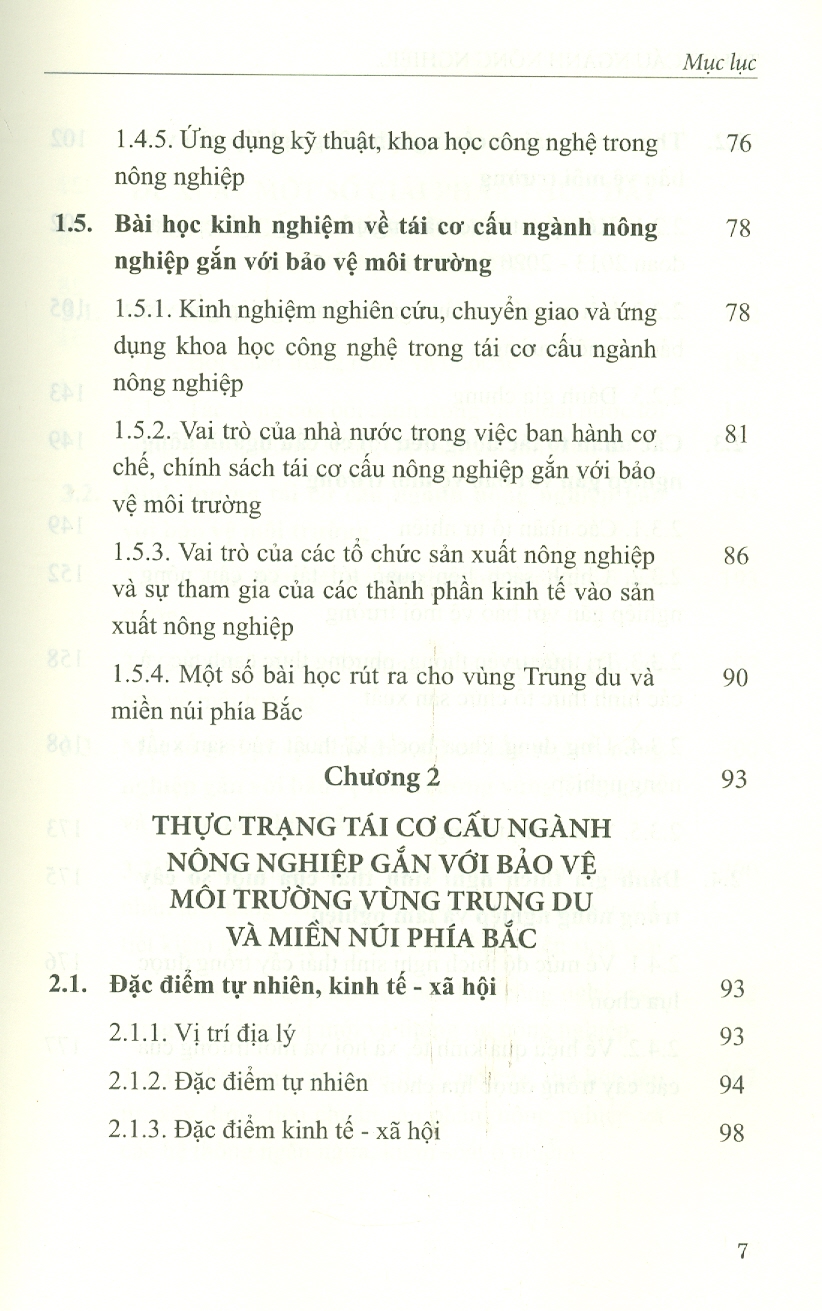 Tái Cơ Cấu Ngành Nông Nghiệp Gắn Với Bảo Vệ Môi Trường Vùng Trung Du Và Miền Núi Phía Bắc (Sách chuyên khảo)