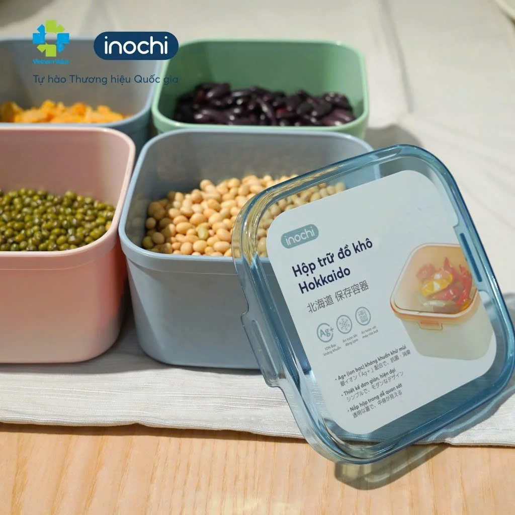 Hộp trữ đồ khô Hokkaido nhựa nguyên sinh kháng khuẩn an toàn - CHÍNH HÃNG INOCHI ( Tặng kèm khăn lau tay pakasa)