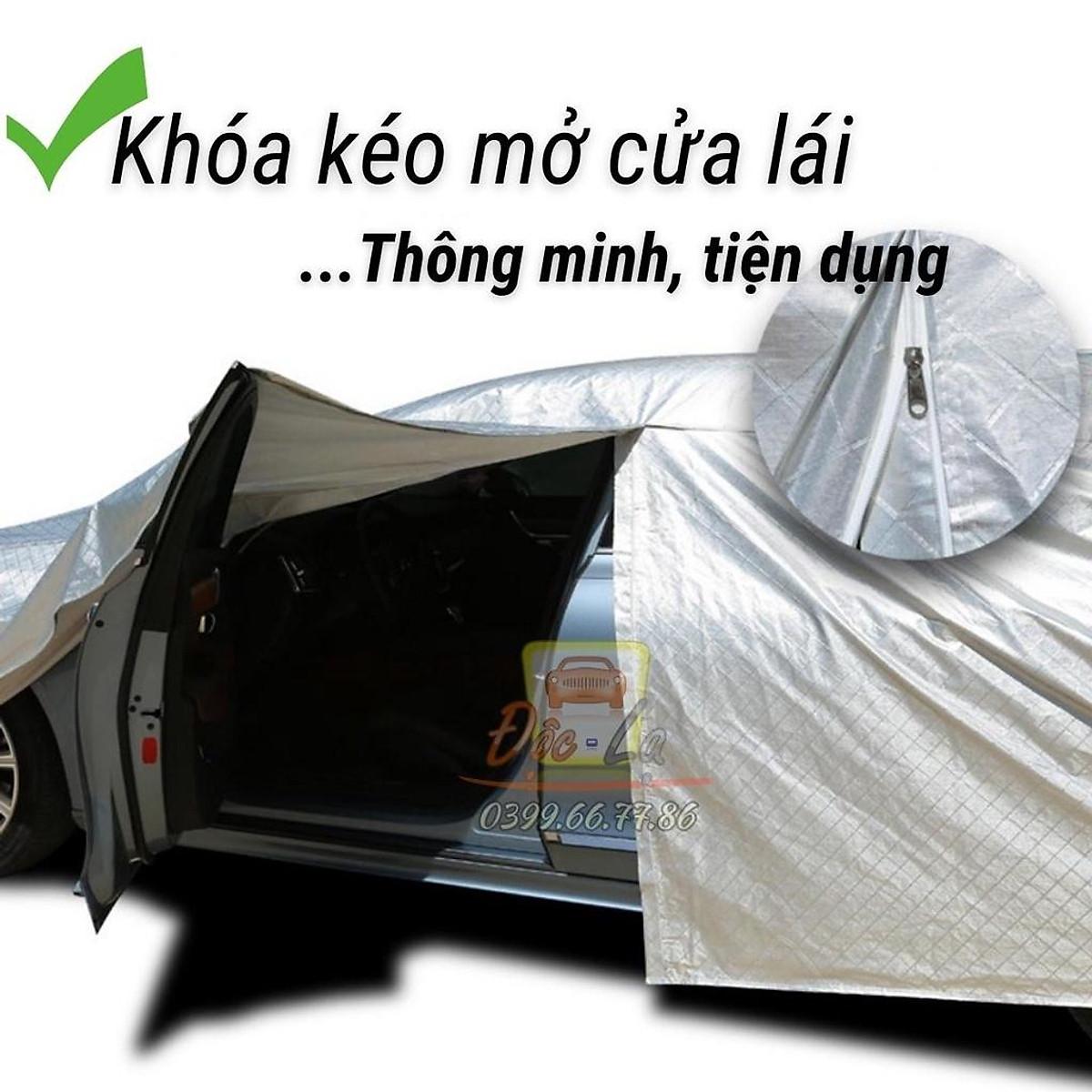 Bạt Phủ Xe Ô Tô VINFAST FADIL, LUX A 2.0, LUX SA 2.0, VF E34 Chất Liệu Bạt Tráng Nhôm 3 Lớp, Có Khóa Kéo Cửa Lái