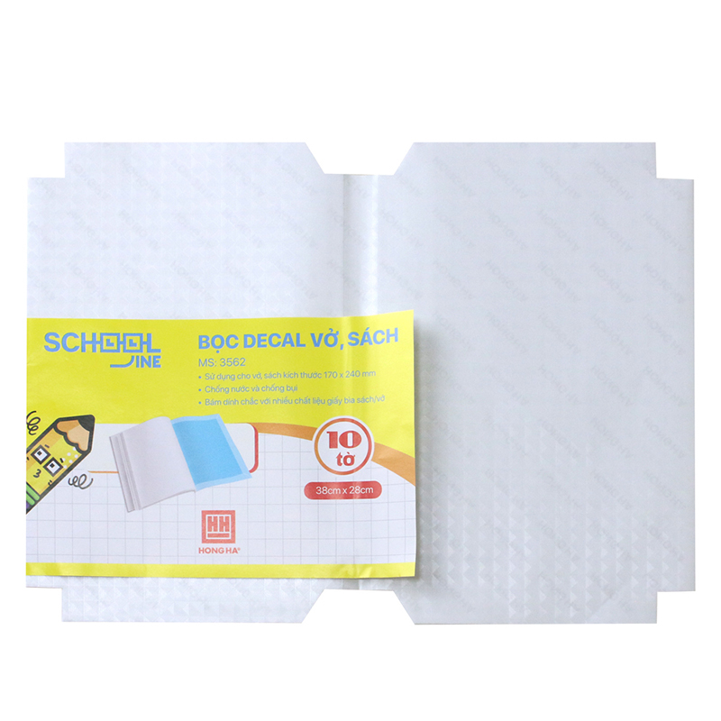 Bọc decal Hồng Hà vở ô ly, sách bài tập ( 280x380mm ) (10 chiếc/tập) - 3562