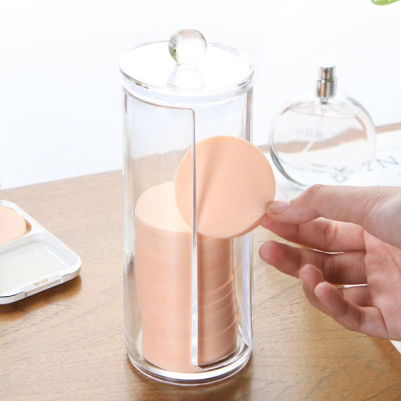 Hộp Đựng Bông Tẩy Trang Dạng Trụ Trong Suốt Cao Cấp - 19.5*6.8cm