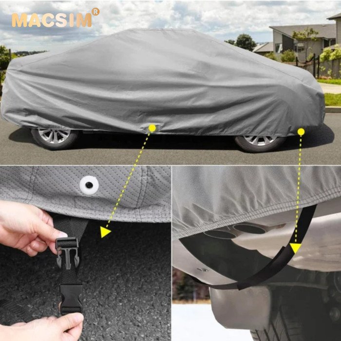 Bạt phủ ô tô chất liệu vải không dệt 4 lớp cao cấp thương hiệu MACSIM dành cho Ford Ranger/Rapto màu ghi (dùng cho xe đã lắp nắp thùng)