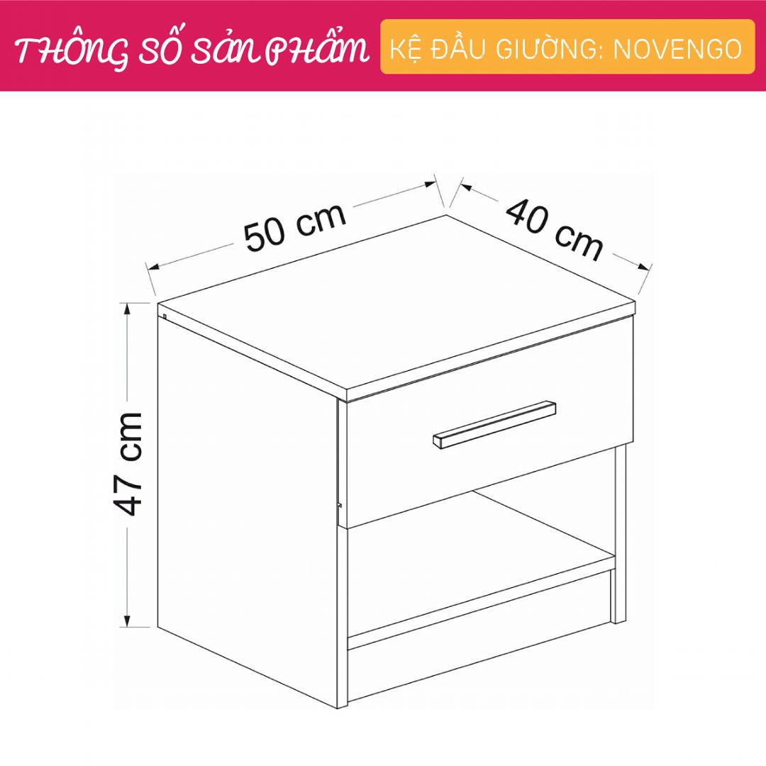 Kệ Đầu Giường Thiết Kế Độc Đáo SMLIFE Novengo