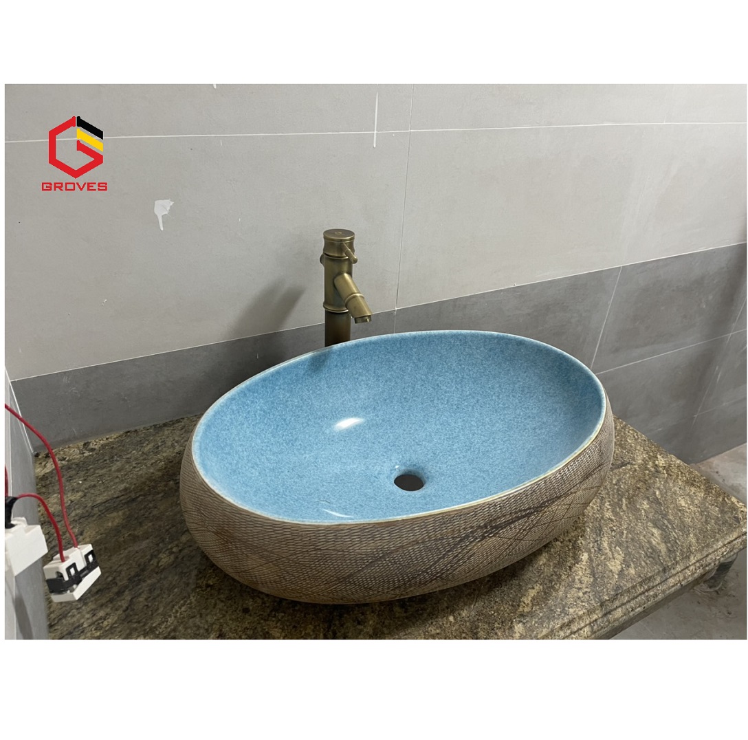 CHẬU RỬA MẶT, LAVABO NHẬP KHẨU CAO CẤP GROVES MEN XANH NGỌC 8126