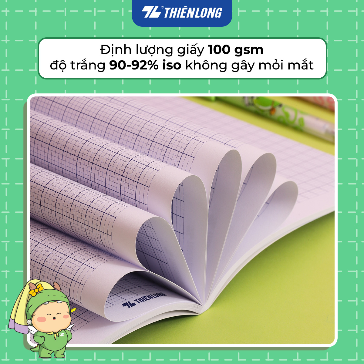 Tập học sinh 96 trang 4 ô ly vuông 2mm 100gsm NB-124 Thiên Long - Mẫu ngẫu nhiên
