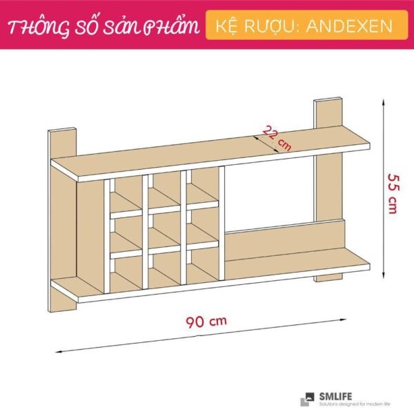 Tủ đựng rượu bằng gỗ công nghiệp SMLIFE Andexen