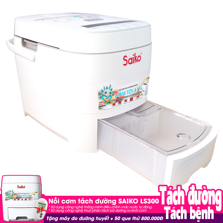 Nồi cơm tách đường Saiko LS-300- Hàng chính hãng + Tặng kèm máy đo đường huyết