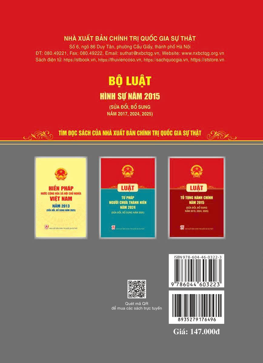 Bộ luật Hình sự năm 2015 ( Sửa đổi, bổ sung năm 2017, 2024, 2025)