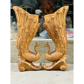 Đôi chim cắm hoa tranh trí nghệ thuật bằng gỗ bách xanh thơm nức kt cao 25×10×9cm