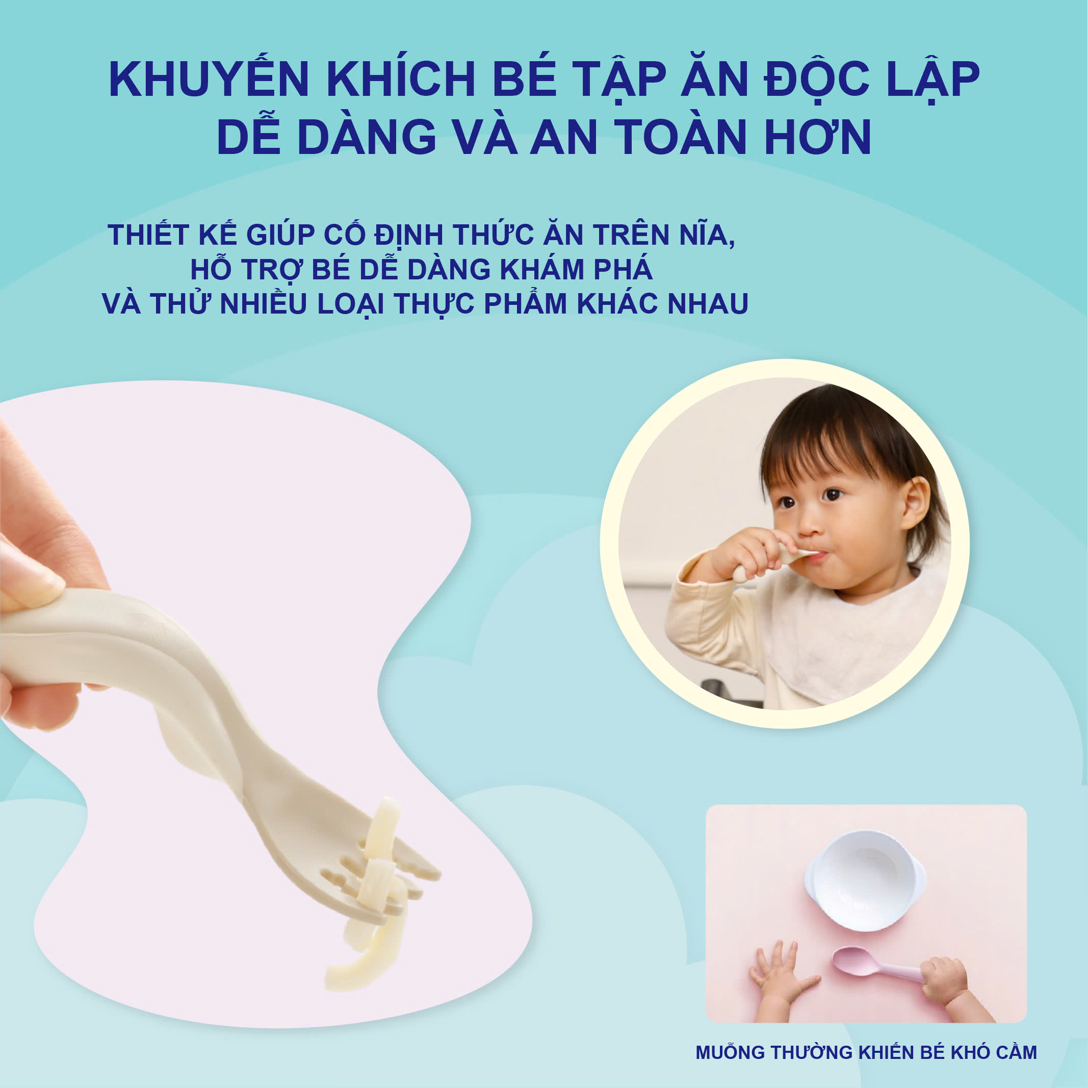Bộ muỗng nĩa cong RICHELL TLI cho bé tự xúc có hộp đựng | Baby