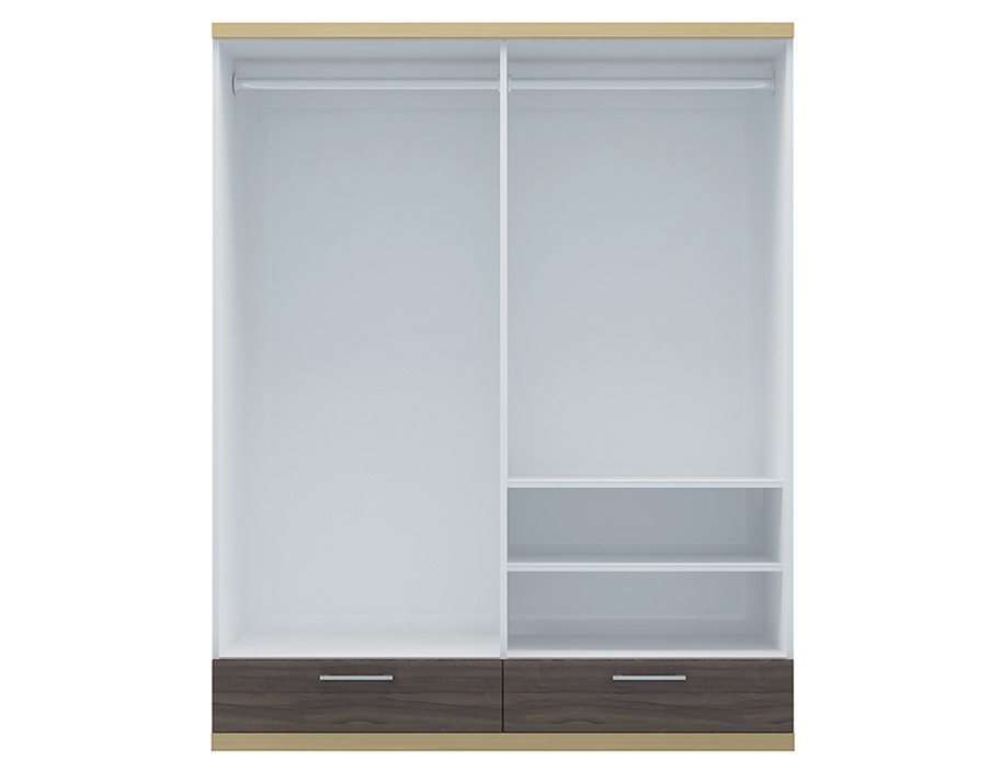 TỦ QUẦN ÁO GỖ CÔNG NGHIỆP 4 CÁNH OHAHA (NÂU TRẮNG VÀNG) - TQA012