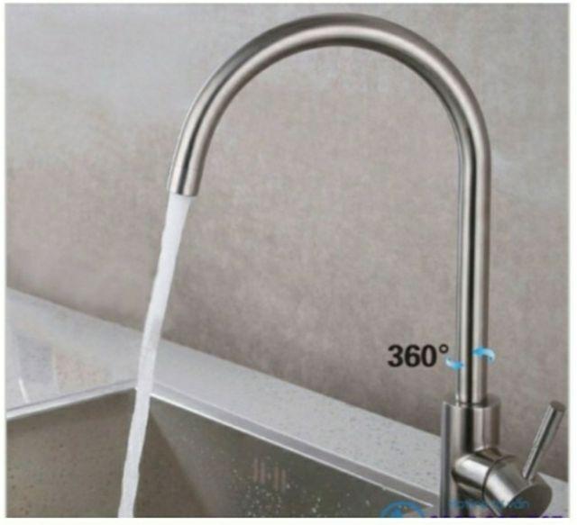 Combo chậu chén inox + vòi rửa chén nóng lạnh inox 304