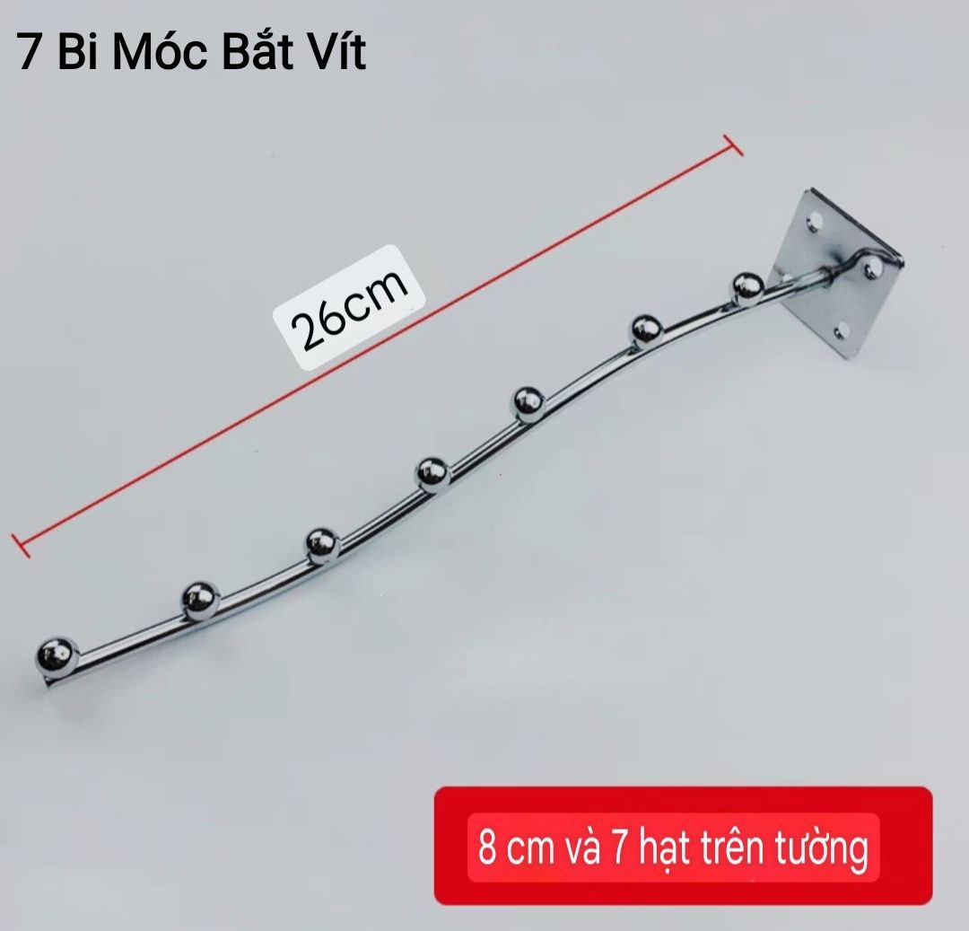combo 10 Móc 9 bi & 7 bi treo quần áo shop thời trang dạng bi cong inox - ( loại gài & bắt vít )