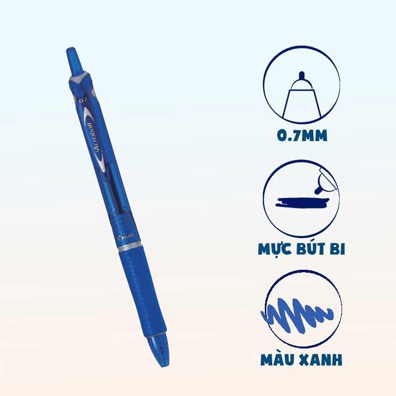 Bút Bi Pilot Bấm Acroball 0.7mm - Màu Xanh