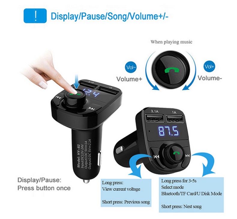 Tẩu Bluetooth HY-82 Nghe Nhạc Trên Xe Ô Tô