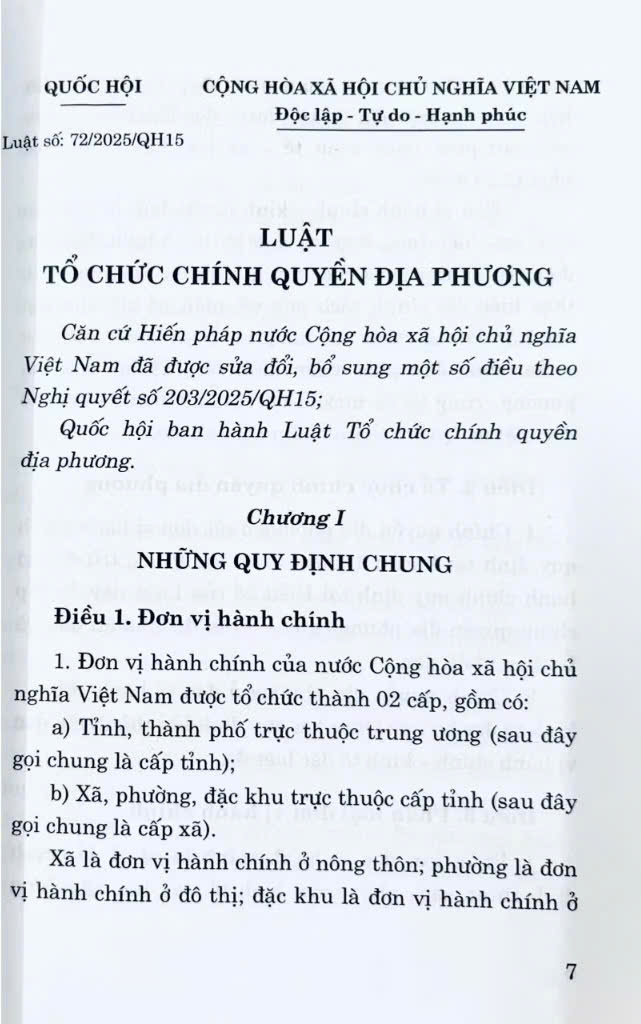 Luật Tổ Chức Chính Quyền Địa Phương Năm 2025