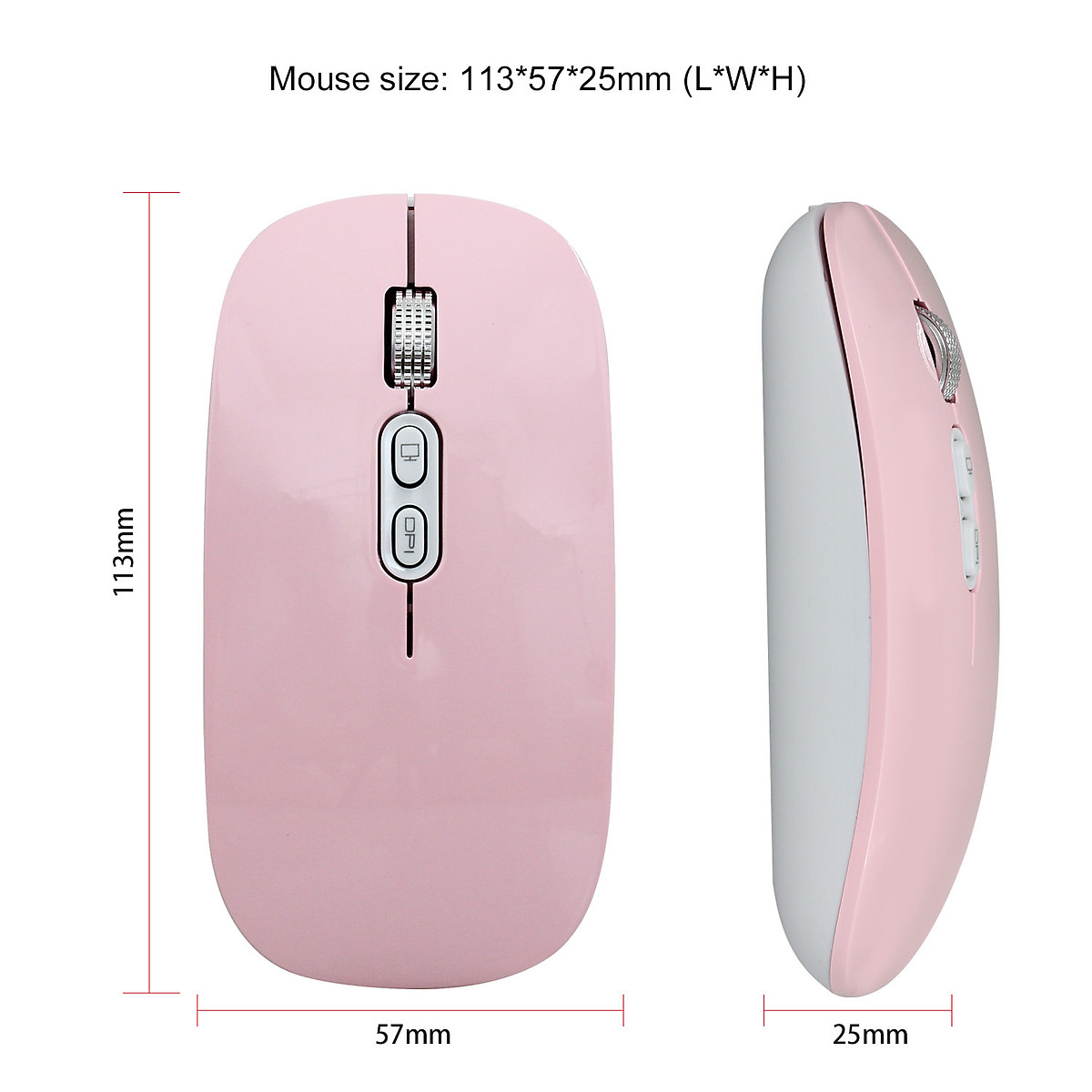 Chuột không dây Pix-link M103 hồng 2.4G sạc điện chống ồn khoảng cách tín hiệu 10m - Hàng chính hãng / Hàng nhập khẩu