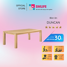 Bàn ăn cao cấp gỗ vân verneer sồi SMLIFE Duncan | D152,2 x R99,1 x C74,9cm | gỗ Cao Su và Veneer Sồi