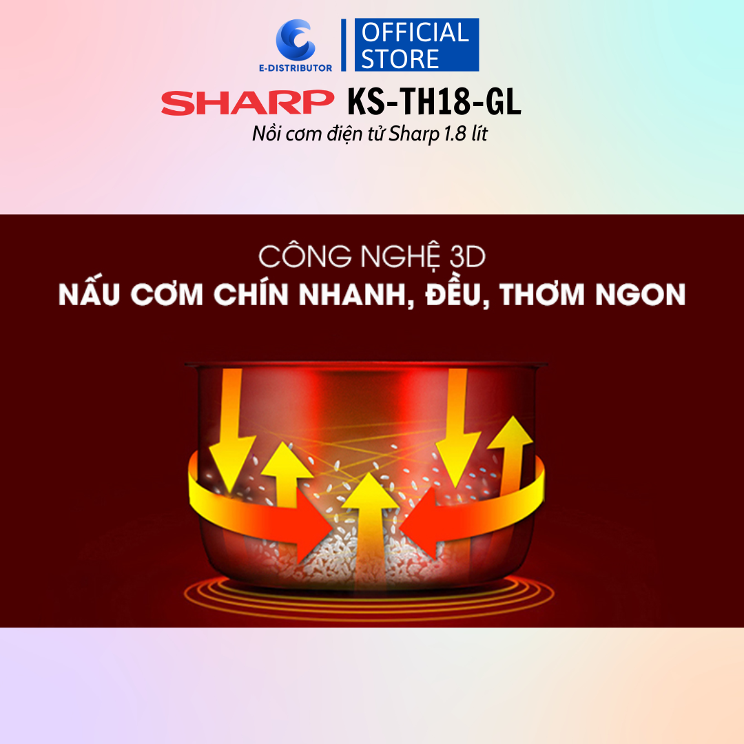 Nồi Cơm Điện Tử Sharp KS-TH18-GL/RD - Hàng chính hãng