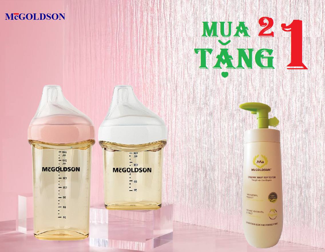 Combo Bình sữa đa năng RICHKID-McGOLDSON PPSU Plus (6 in 1) dung tích bất kỳ - tặng 1 chai sữa tắm Organic