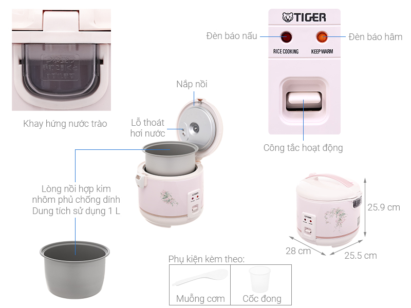 Nồi cơm điện Tiger JNP 1000 - Hàng nhập khẩu