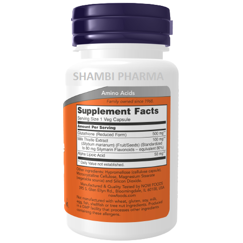 Viên Uống NOW FOODS Glutathione 500mg Chống Lão Hóa Da, Oxi Hóa, Thải Độc Gan Lọ 30 Viên
