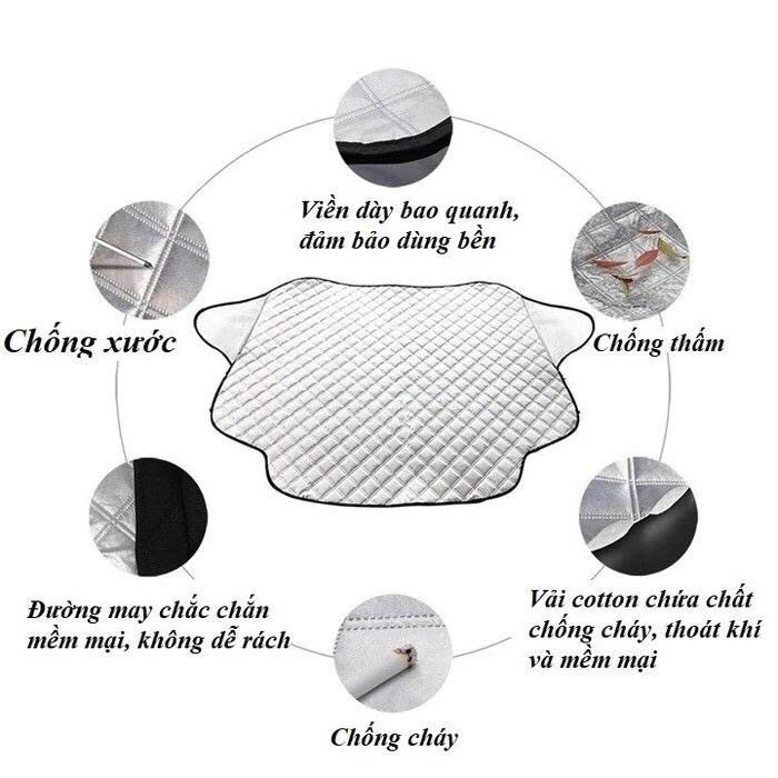 Bạt Che Kính Lái Ô Tô 3 Lớp Cao Cấp – Cách Nhiệt, Chắn Tia UV, Giữ Xe Mát Mẻ Xe 4 Chỗ , 7 Chỗ , Kèm Túi Đựng Đẹp
