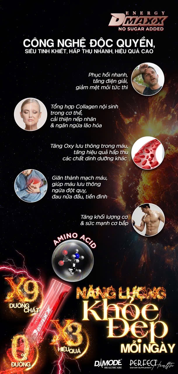 DMAXX thức uống bổ sung vitamin năng lượng không đường DAMODE 93 gói màu đỏ mỗi gói 2,2gr